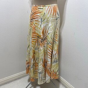 Jones New York Womens Skirt Size 14 Multicolor Leaves Print Lined Silk & Linen